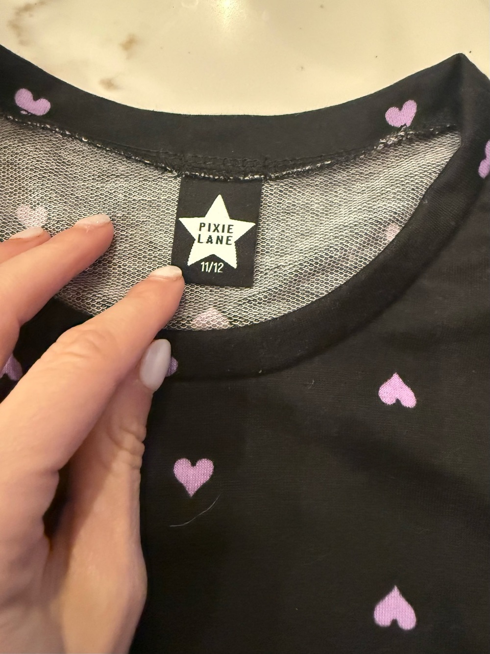 NWT Pixielane long sleeve black dress with lavender heart print